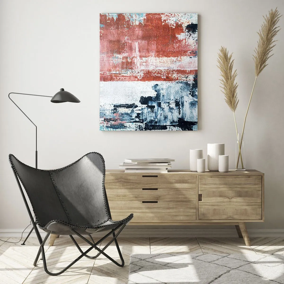 Obraz na skle - Abstraktní půl na půl - 50x70 cm