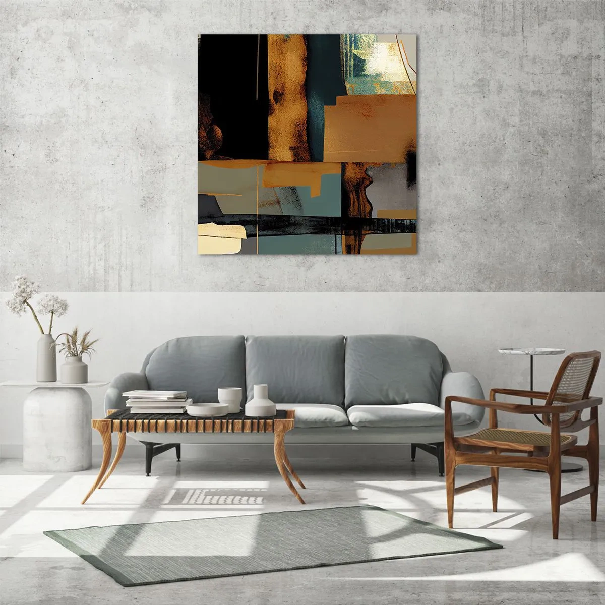 Obraz na skle - Abstrakce – světlo a stín - 40x40 cm