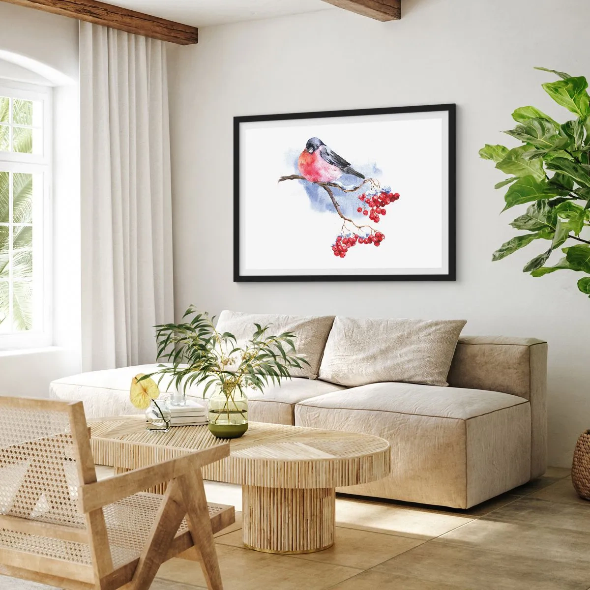 Plakát v černém rámu - Barevná zima - 70x50 cm