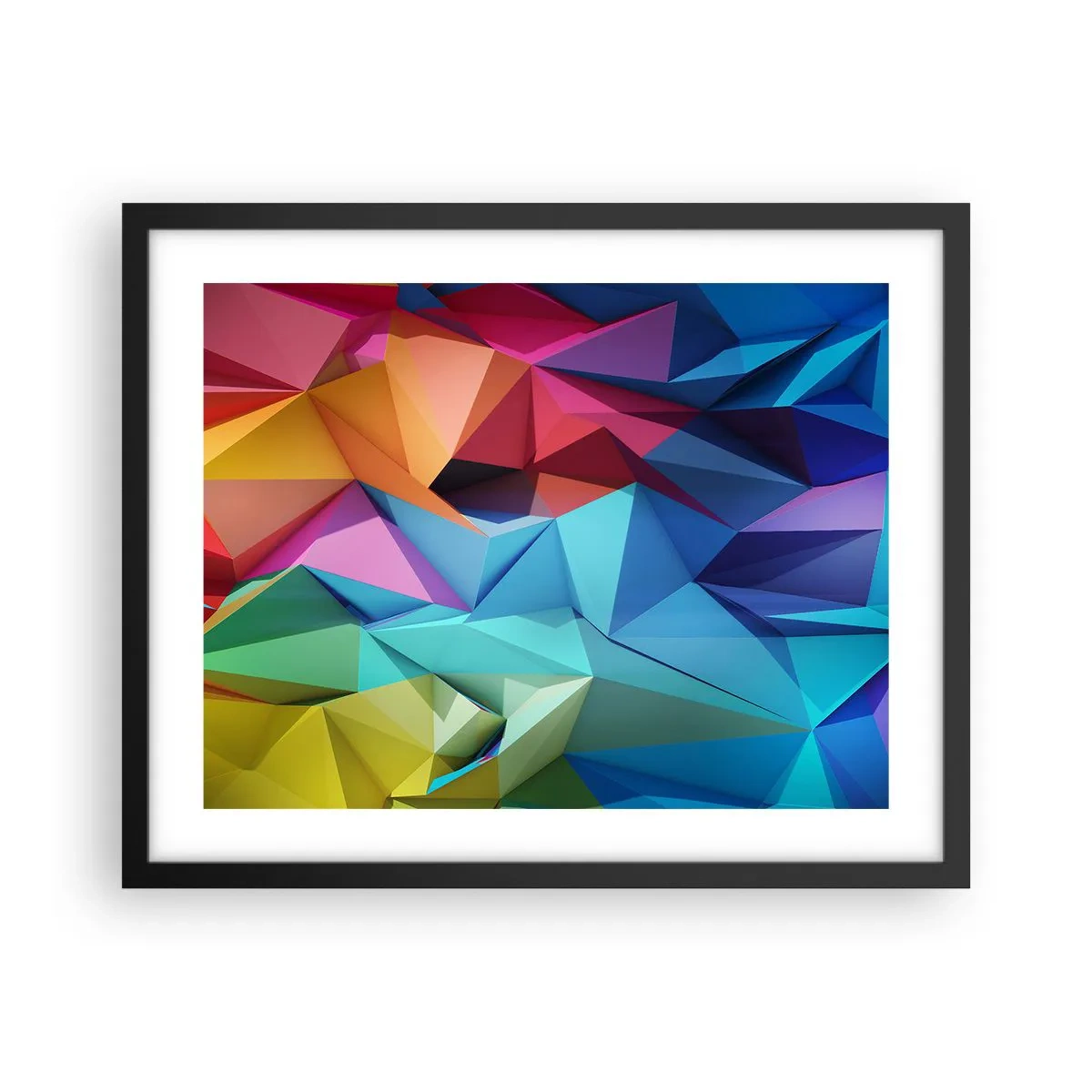 Plakát v černém rámu - Duhové origami - 50x40 cm