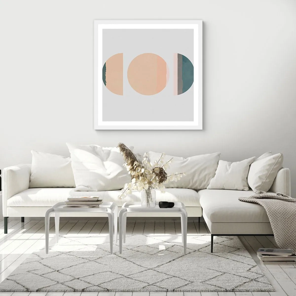 Plakát v bílém rámu - Kruh za kruhem - 40x40 cm