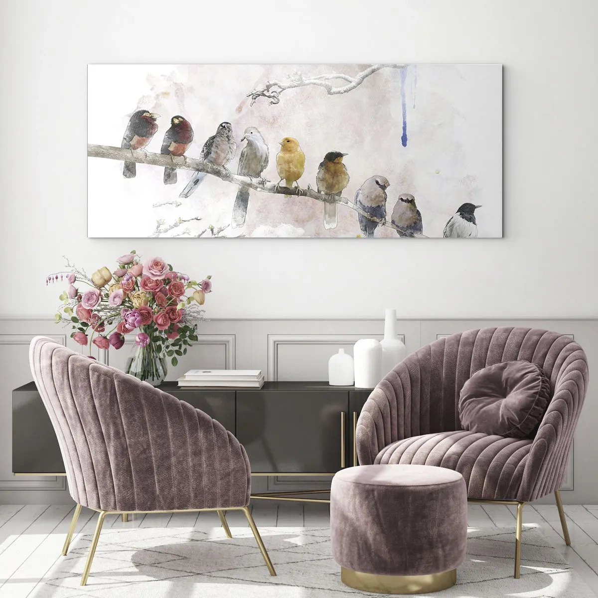 Obraz na skle - Okřídlené setkání - 100x40 cm