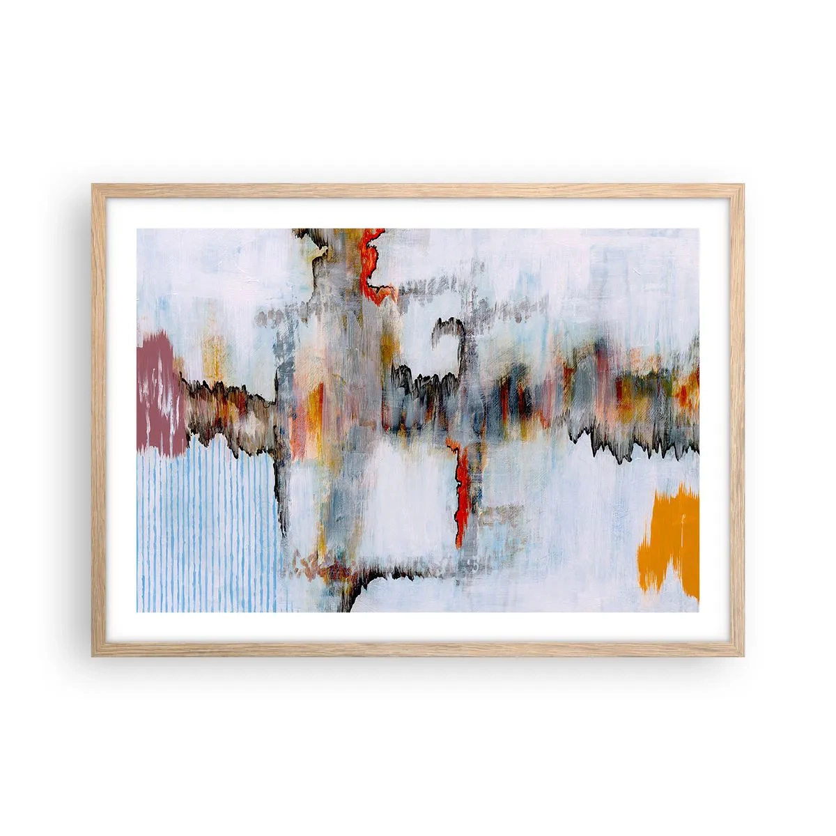 Plakát v rámu světlý dub - Klackem po vodě - 70x50 cm