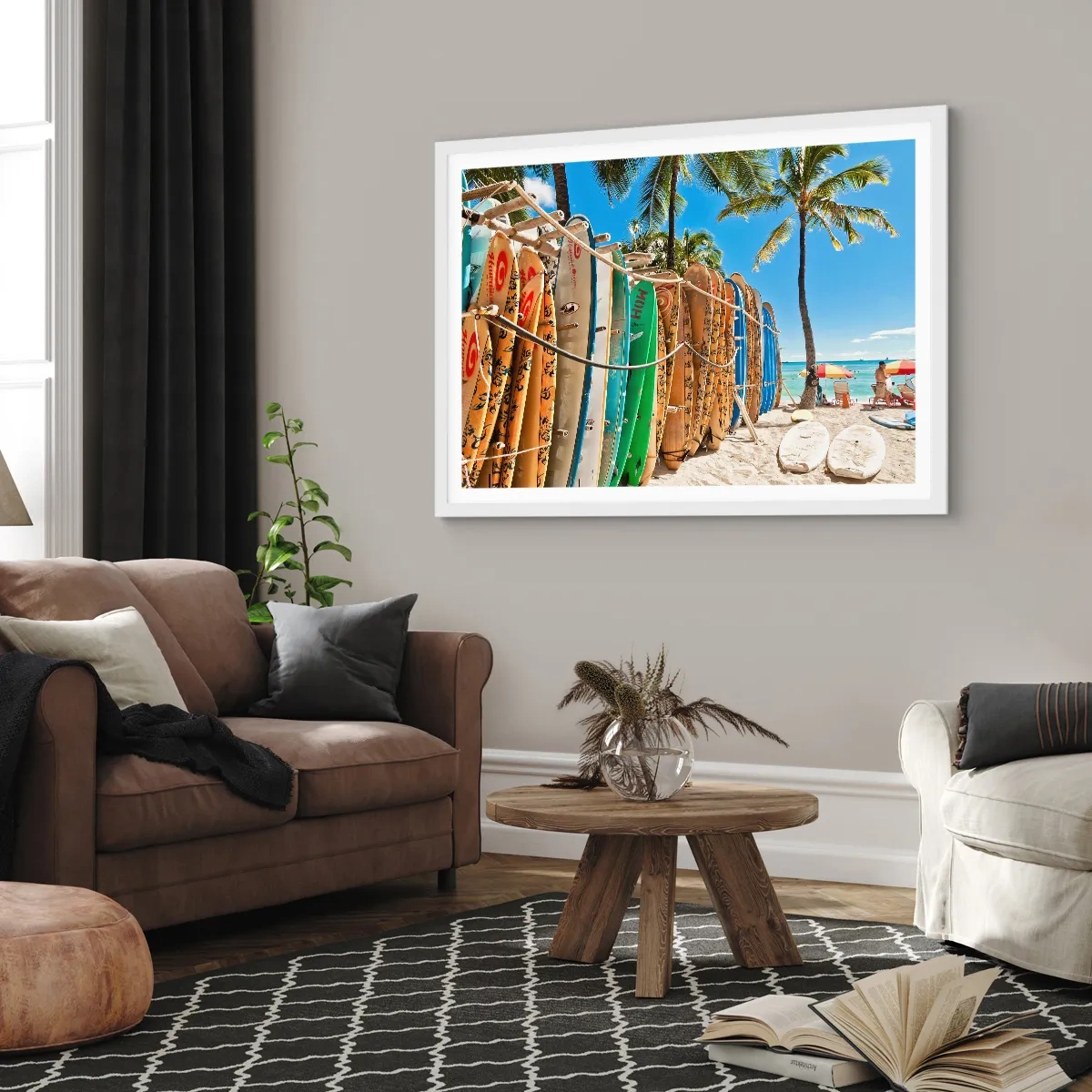 Plakát v bílém rámu - Slunečná zábava - 100x70 cm