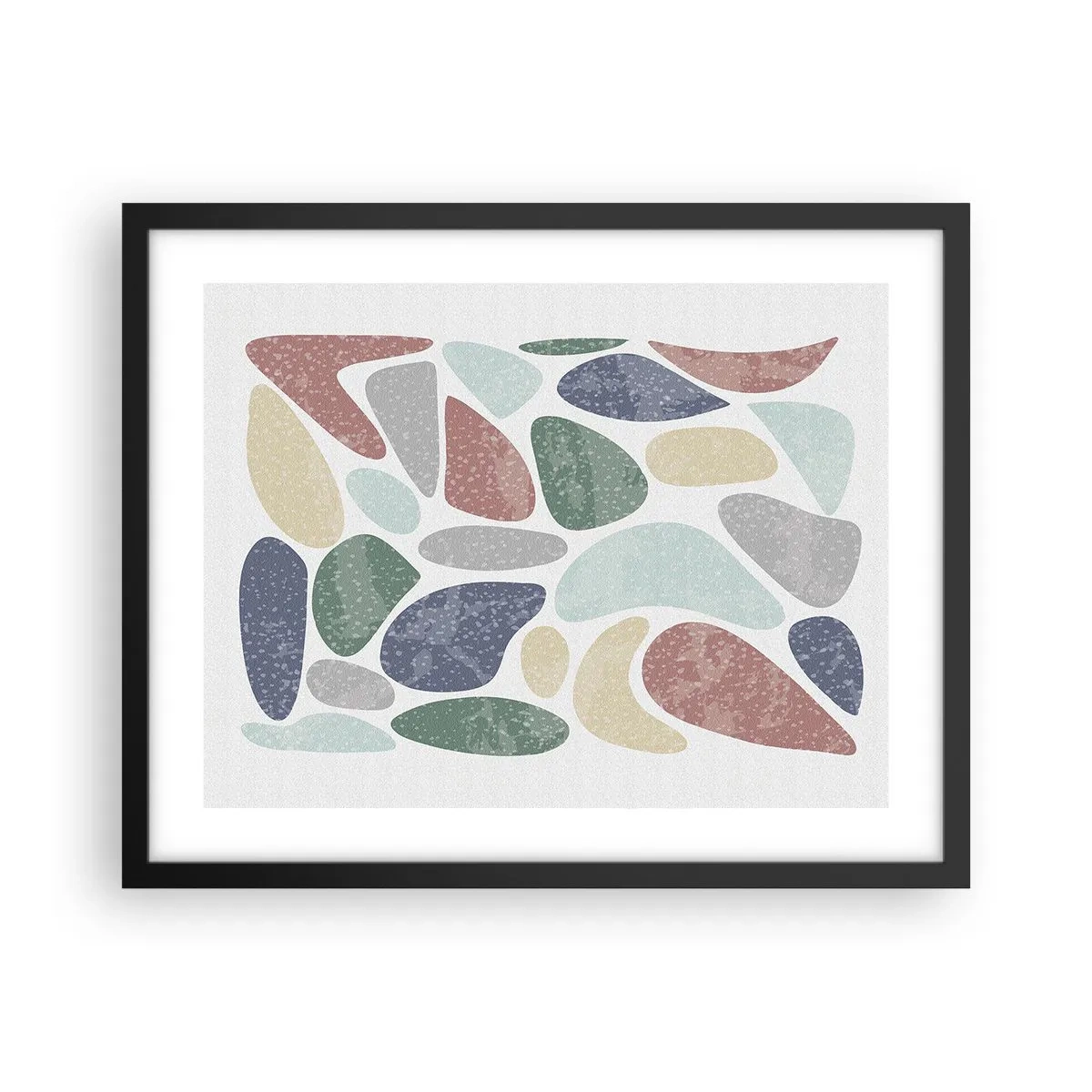 Plakát v černém rámu - Mozaika práškových barev - 50x40 cm