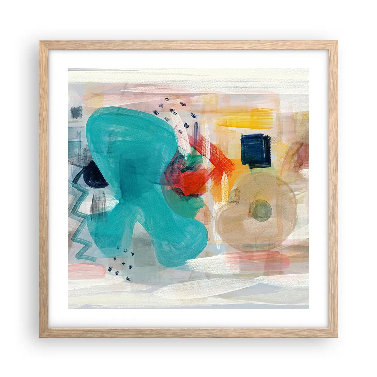 Plakát v rámu světlý dub - Barevná hra - 50x50 cm