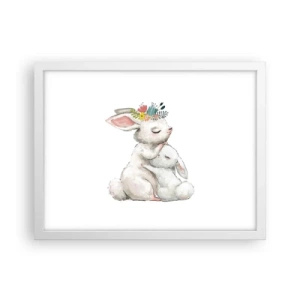 Plakát v bílém rámu - Nejlepší je u mámy - 40x30 cm