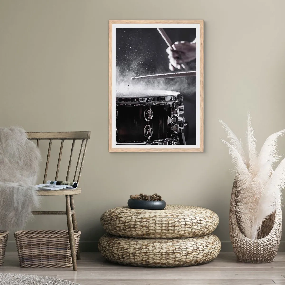 Plakát v rámu světlý dub - Puls hudby - 70x100 cm