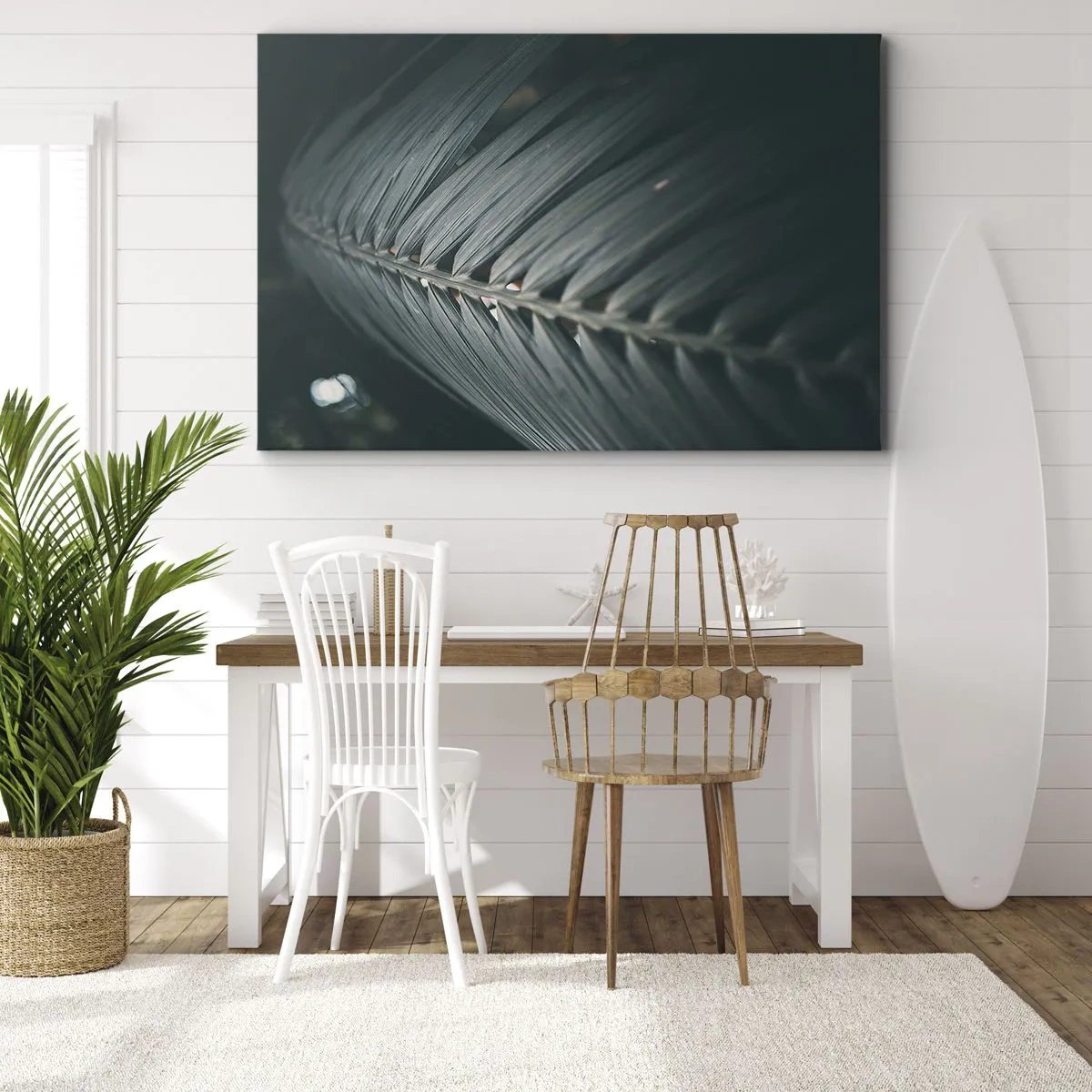 Obraz na plátně - Detail tmavého palmového listu - 70x50cm - Přesnost přírody - Moderní nástěnná dekorace do obývacího pokoje a ložnice ARTTOR