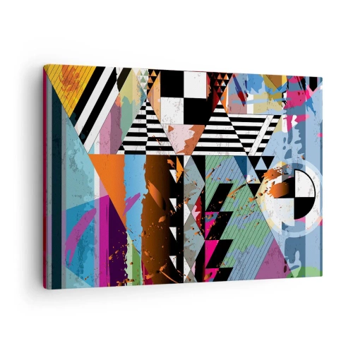 Obraz na plátně - Abstraktní geometrická kompozice s živými barvami - 70x50cm - Geometricky a organicky - Moderní nástěnná dekorace do obývacího pokoje a ložnice ARTTOR