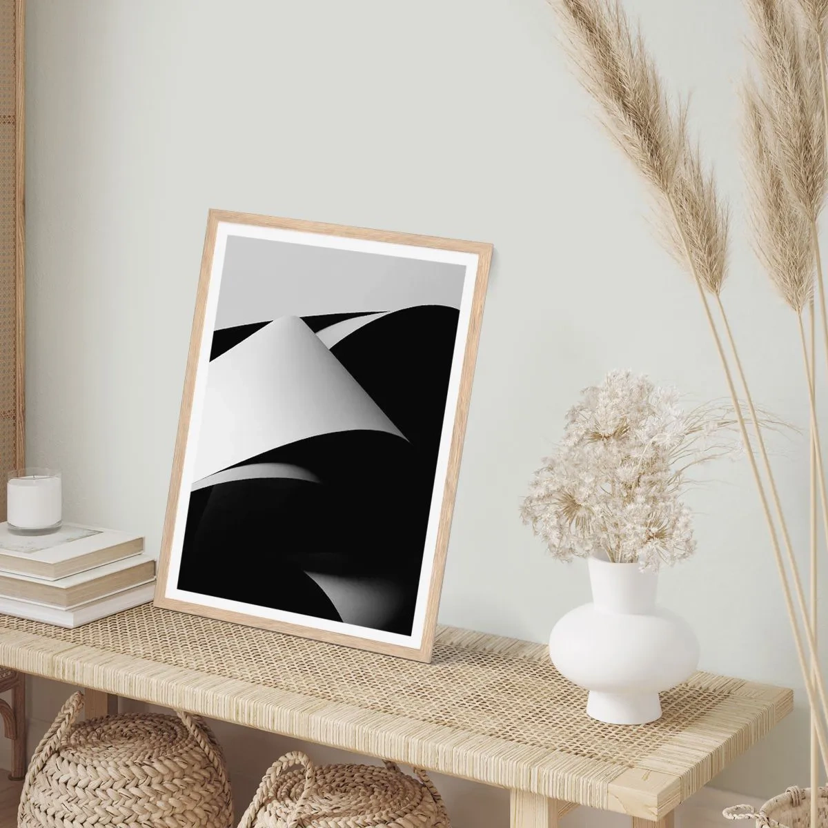 Plakát v rámu světlý dub - Světlo z hlubin stínu - 30x40 cm