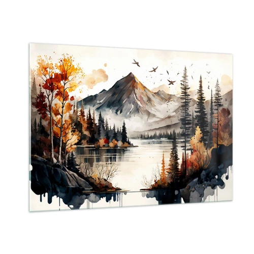 Obraz na skle - Zlatý podzim na horách - 100x70 cm
