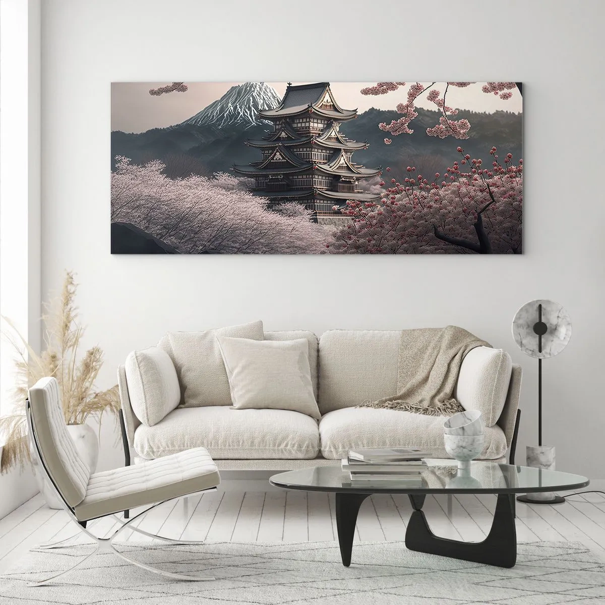 Obraz na skle - Země kvetoucích třešní - 100x40 cm