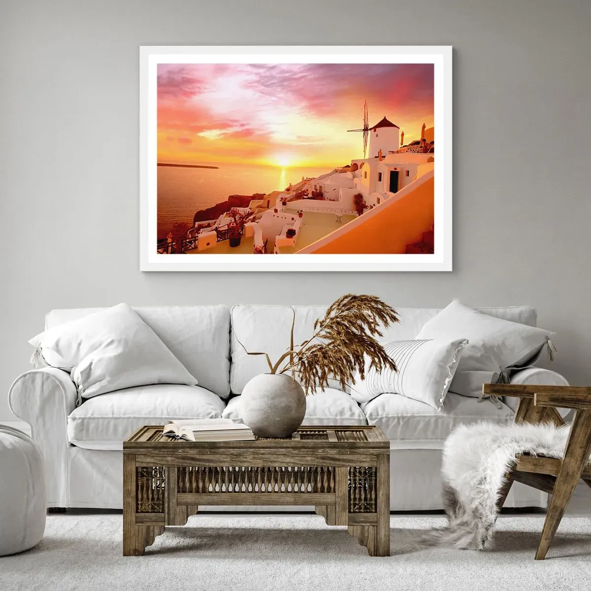 Plakát v bílém rámu - Rozplynout se v bílé a zlaté - 91x61 cm