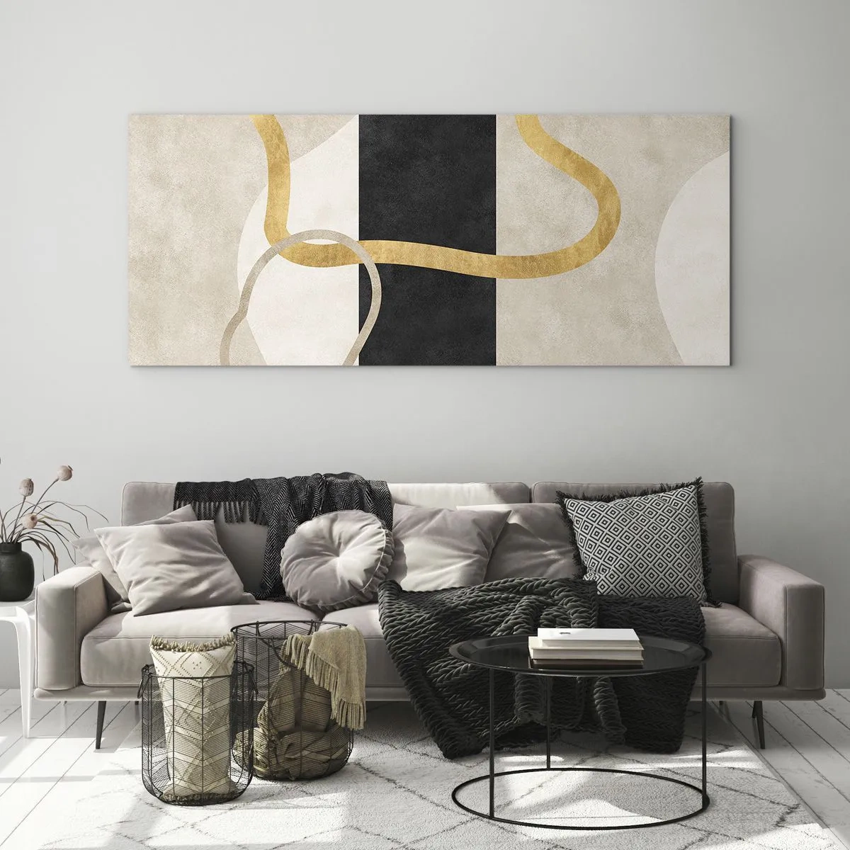 Obraz na skle - Tvary ve smyčce - 100x40 cm