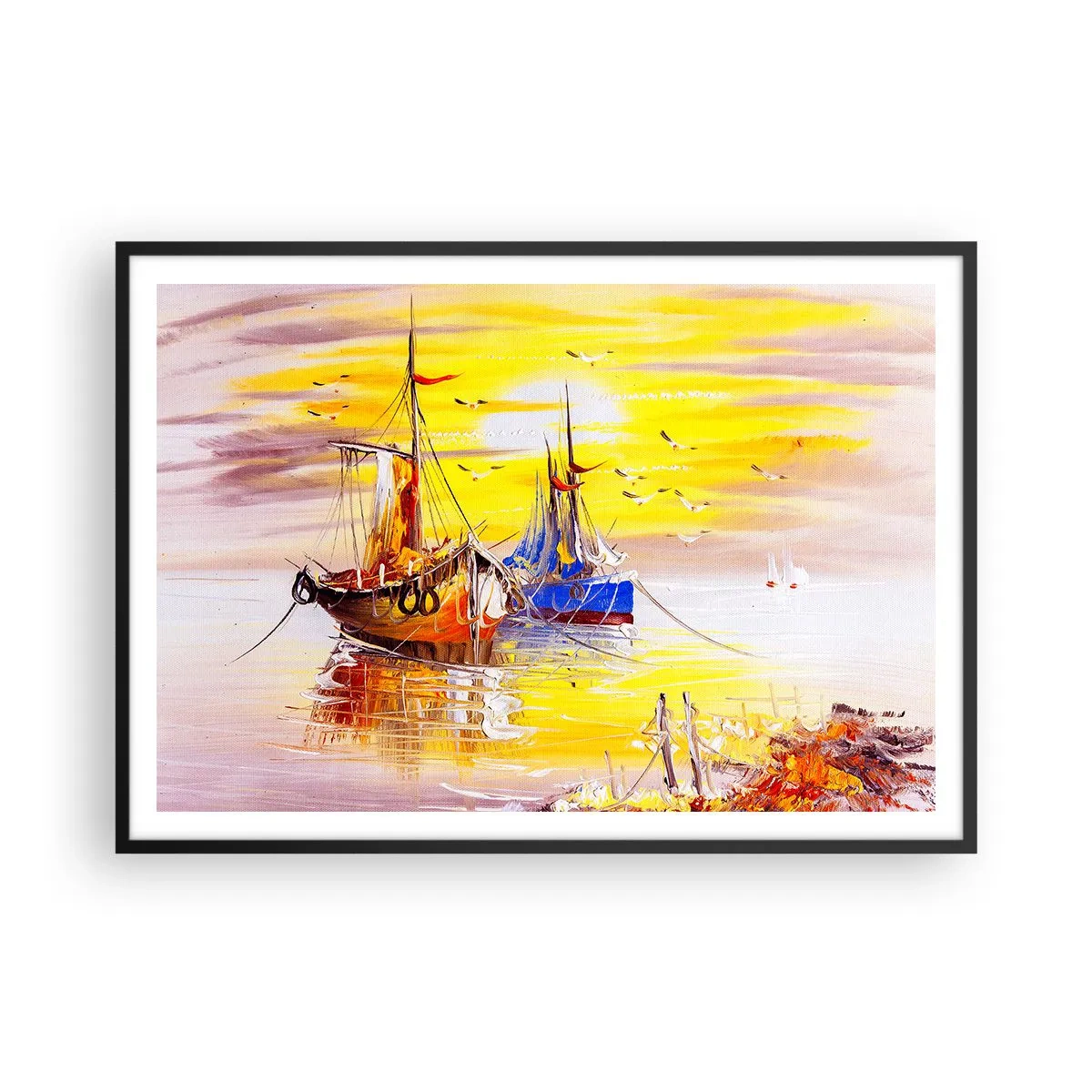 Plakát v černém rámu - Zasloužený odpočinek v přístavu - 100x70 cm