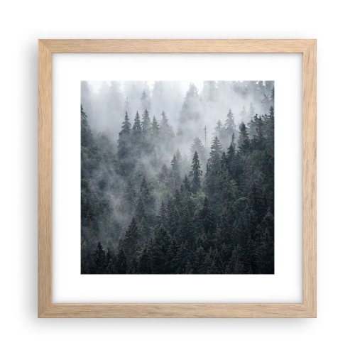 Plakát v rámu světlý dub - Lesní svítání - 30x30 cm