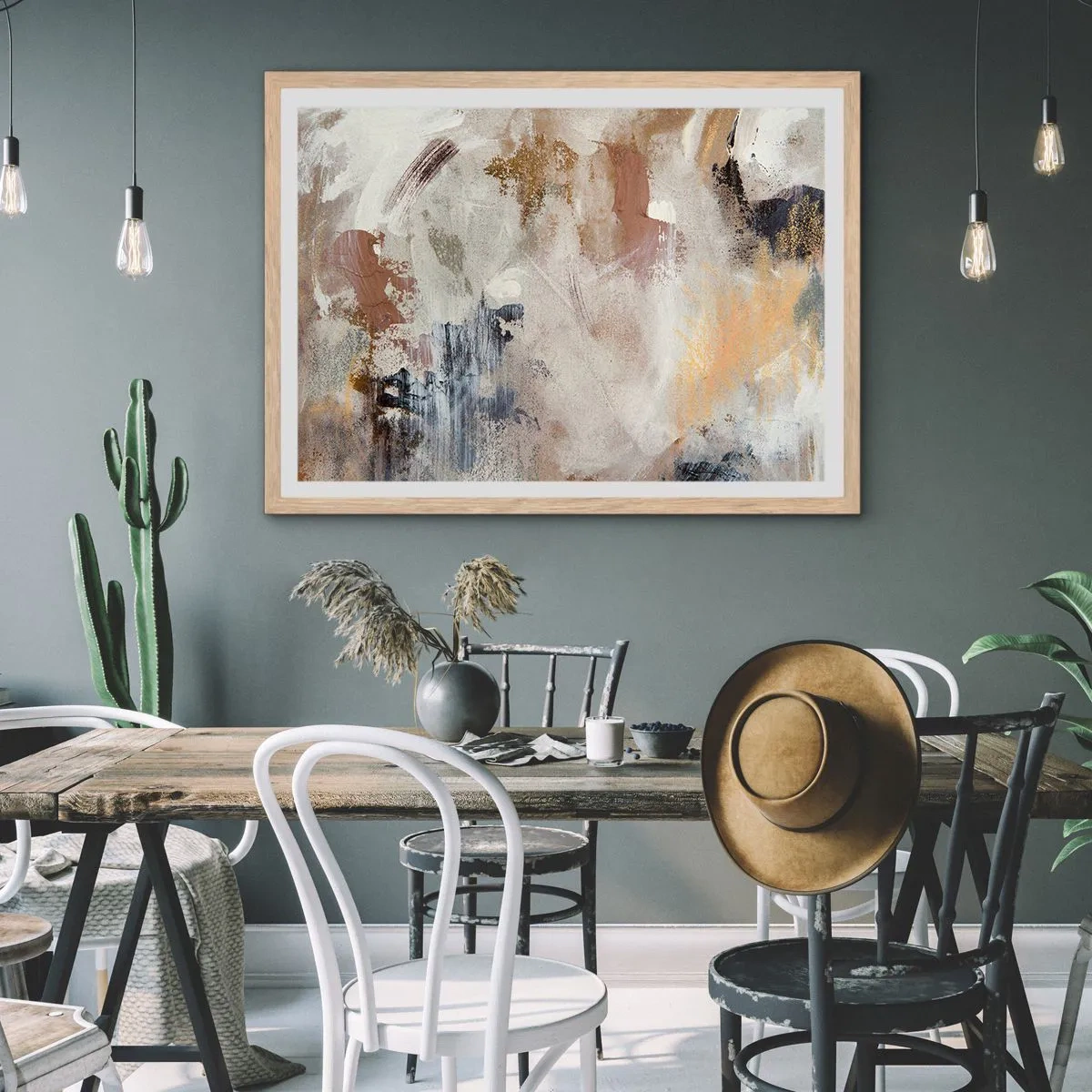 Plakát v rámu světlý dub - Mlhavá abstrakce - 100x70 cm