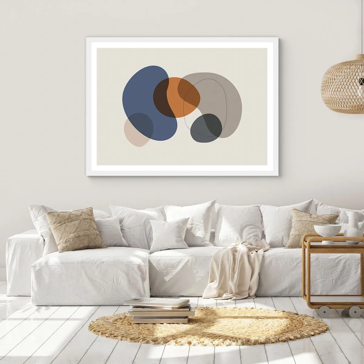 Plakát v bílém rámu - Kapky barev - 100x70 cm