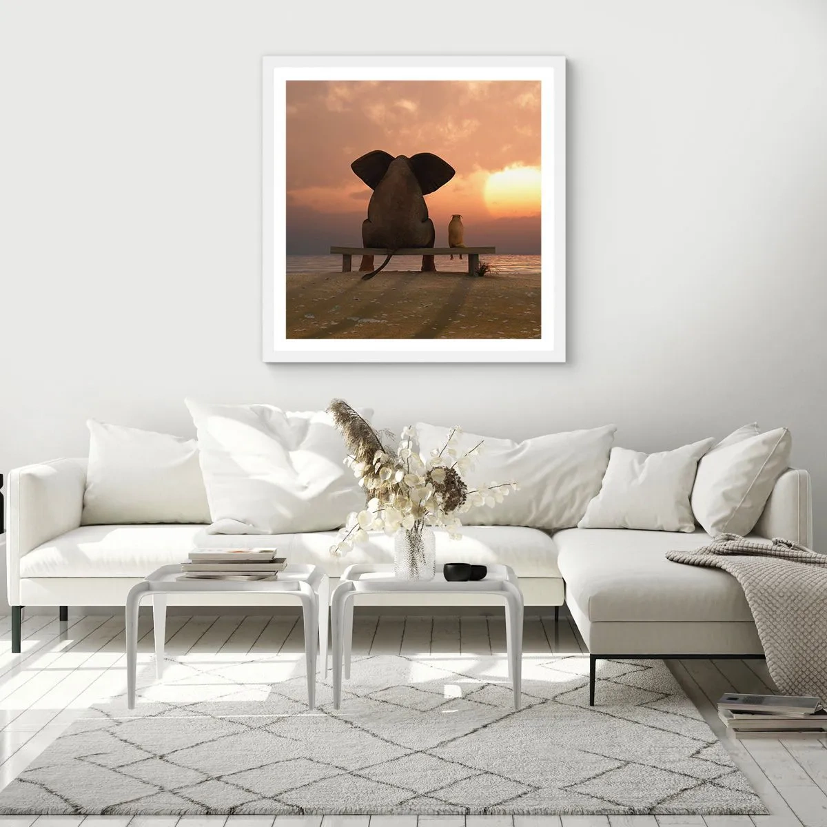 Plakát v bílém rámu - Je skvělé spolu mlčet - 30x30 cm