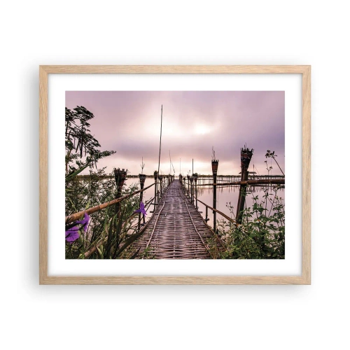 Plakát v rámu světlý dub - Klid a pohoda Asie - 50x40 cm
