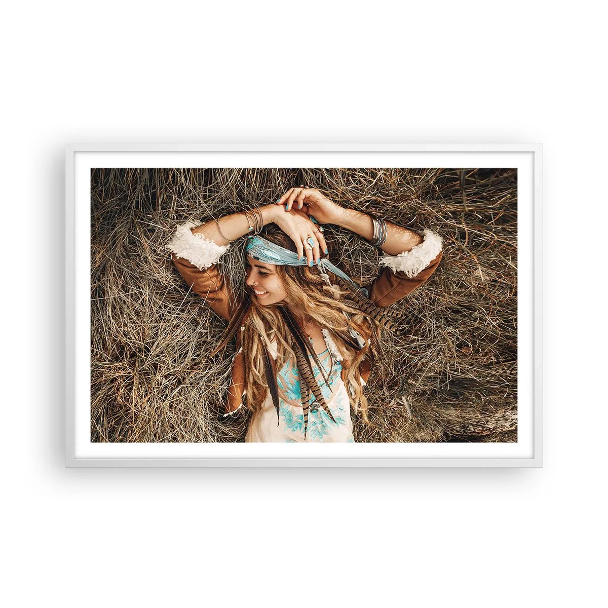 Plakát v bílém rámu - Na cestě do léta lásky - 91x61 cm