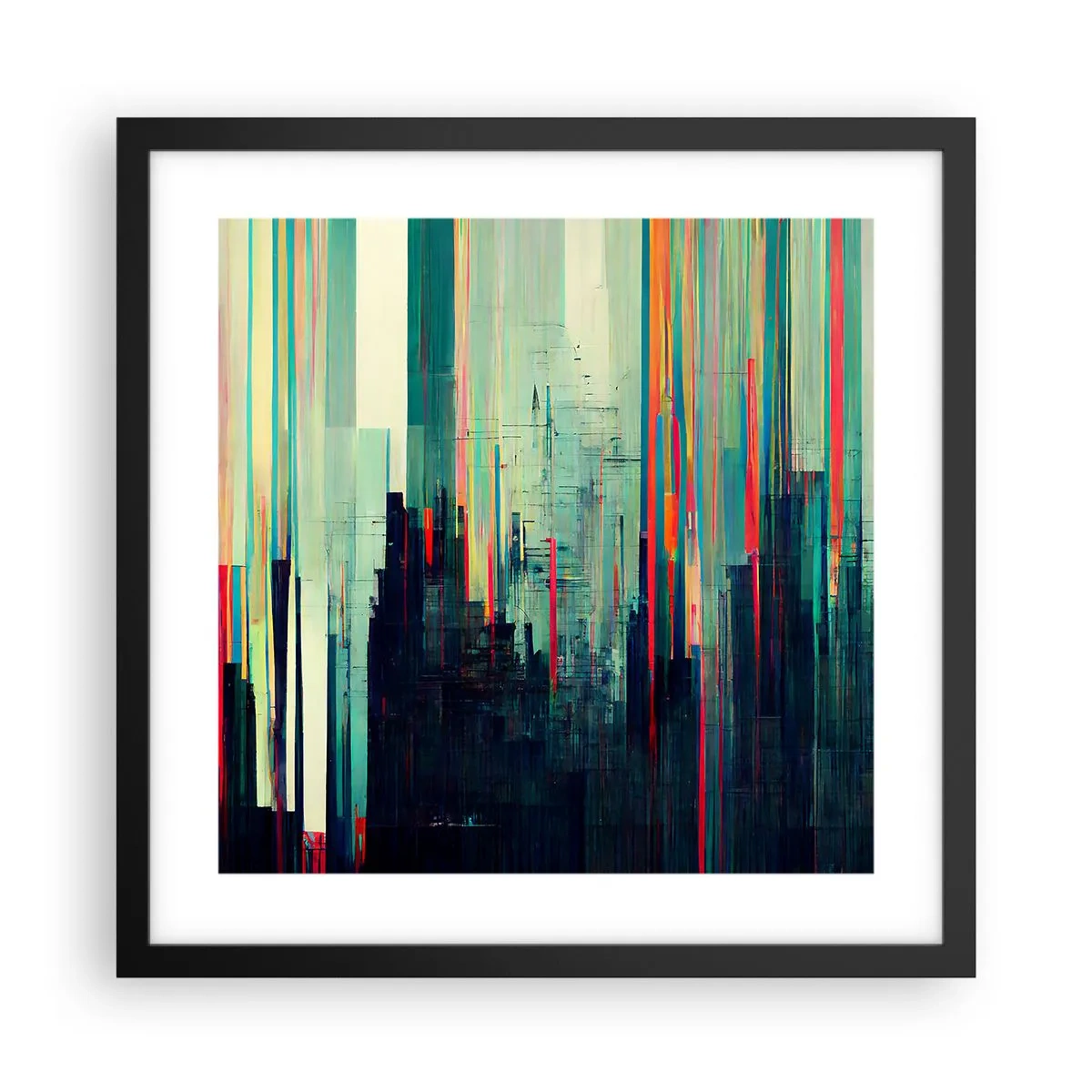 Plakát v černém rámu - Futuristické město - 40x40 cm