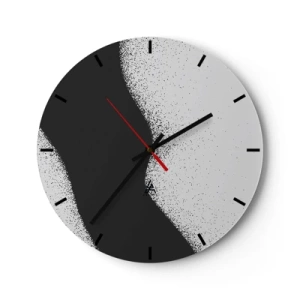 Nástěnné hodiny - Černobílá abstrakce s plynulým přechodem a zrnitým efektem - 30x30cm - Plynulá rovnováha - Moderní nástěnná dekorace do obývacího pokoje, kuchyně a ložnice ARTTOR