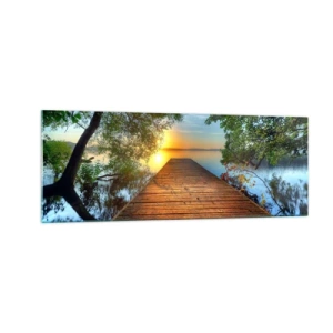 Obraz na skle - Nespěchej, posaď se - 140x50 cm