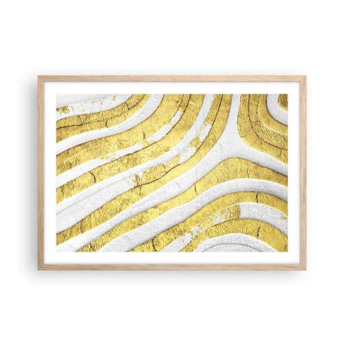 Plakát v rámu světlý dub - Kompozice v bílé a zlaté - 70x50 cm
