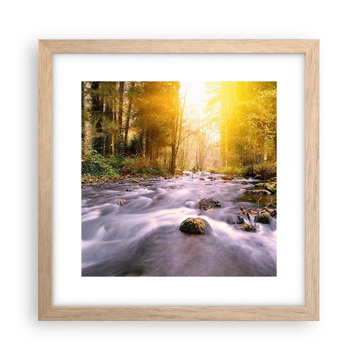 Plakát v rámu světlý dub - Malachit ve stříbrně-zlaté podobě - 30x30 cm