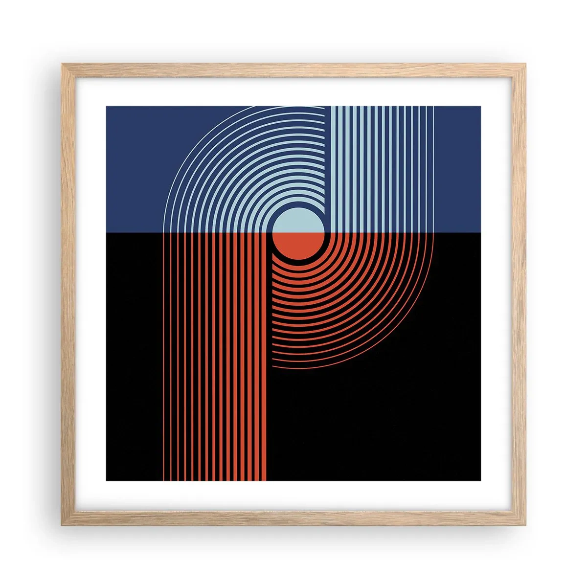 Plakát v rámu světlý dub - V geometrickém objetí - 50x50 cm