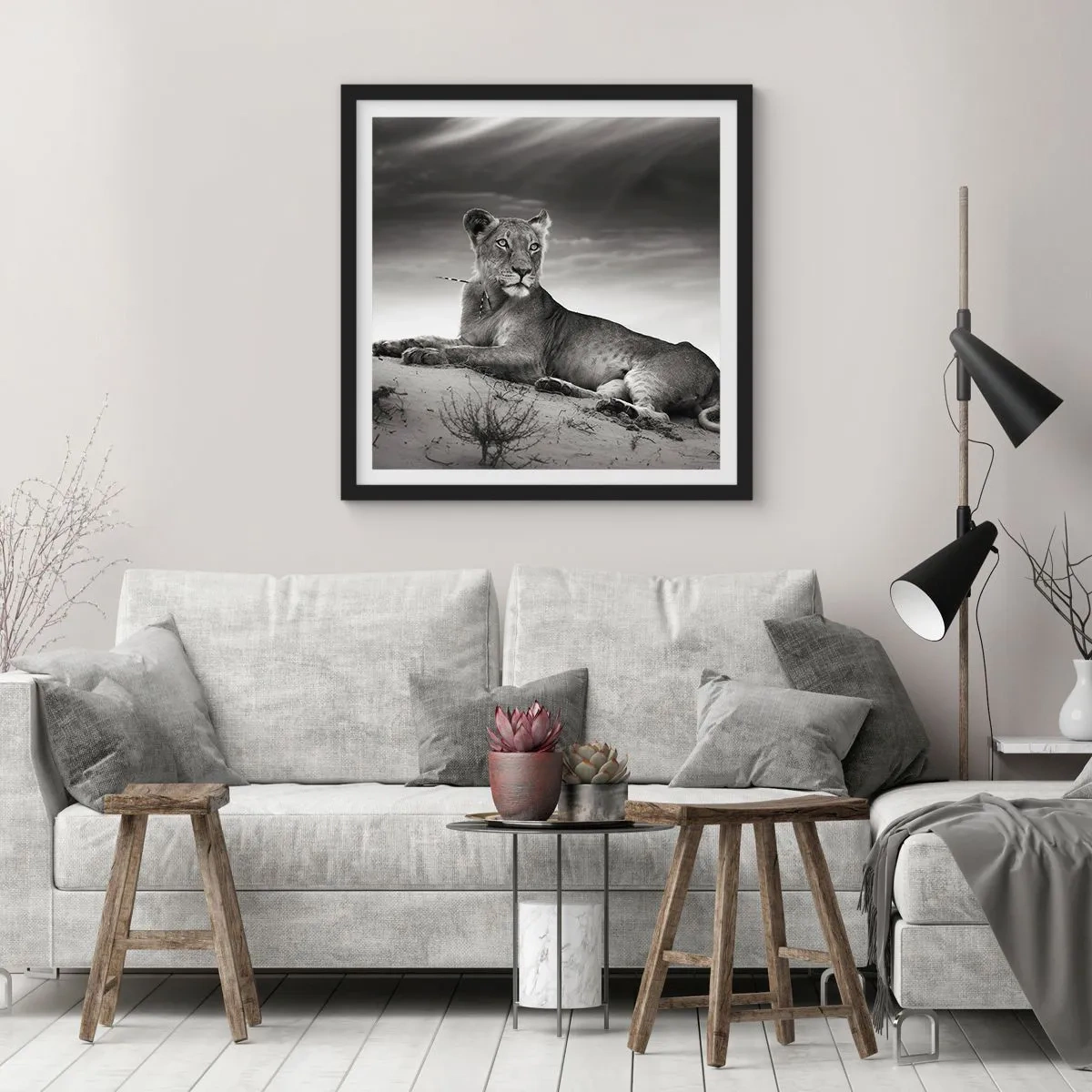 Plakát v černém rámu - Odpočinek královny pouště - 60x60 cm