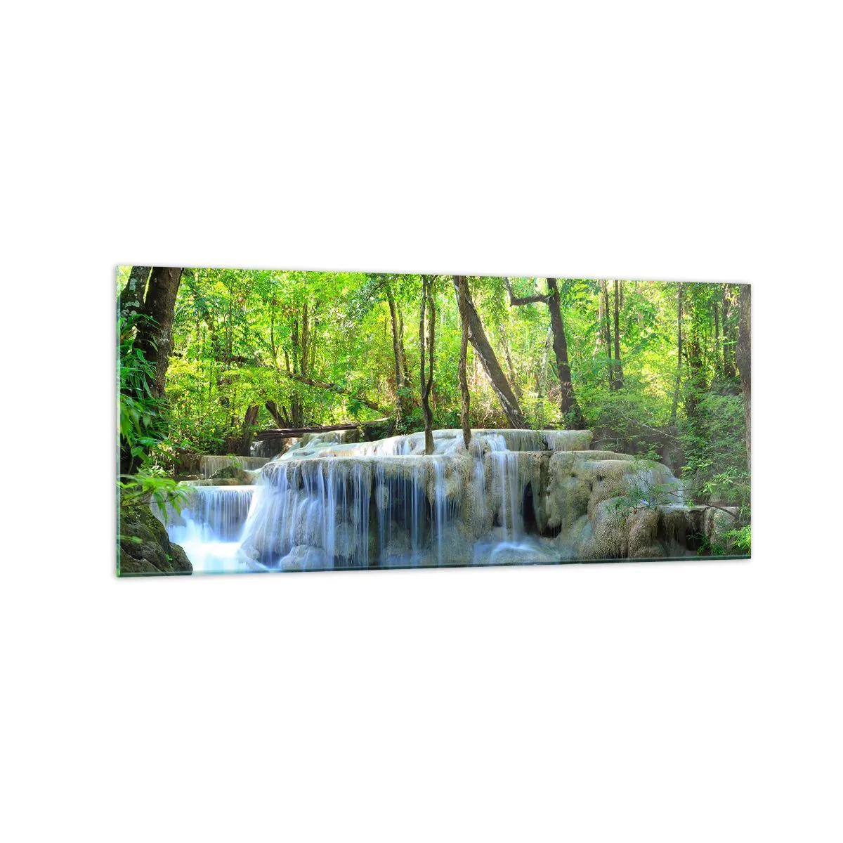 Obraz na skle - Utonout v tyrkysu a zeleni - 120x50 cm