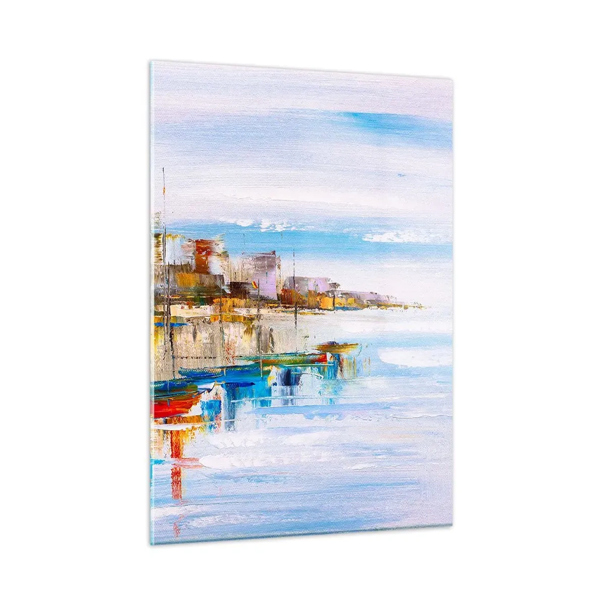 Obraz na skle - Vícebarevný městský přístav - 50x70 cm