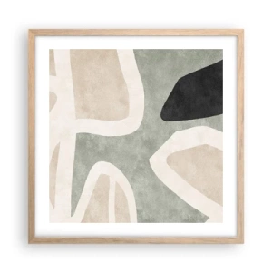 Plakát v rámu světlý dub - Kompozice s černým motivem - 50x50 cm