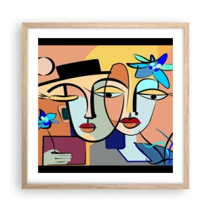 Plakát v rámu světlý dub - Picassovo randez vous - 50x50 cm