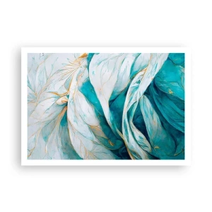 Plakát - Modrá abstrakce se zlatým motivem - 100x70 cm