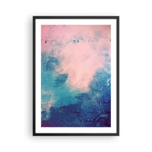 Plakát v černém rámu - Abstraktní kompozice v modrých a růžových odstínech - 50x70cm - Modrá objetí - Moderní nástěnná dekorace do obývacího pokoje a ložnice ARTTOR