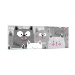 Obraz na skle - Kočičí svět - 90x30 cm