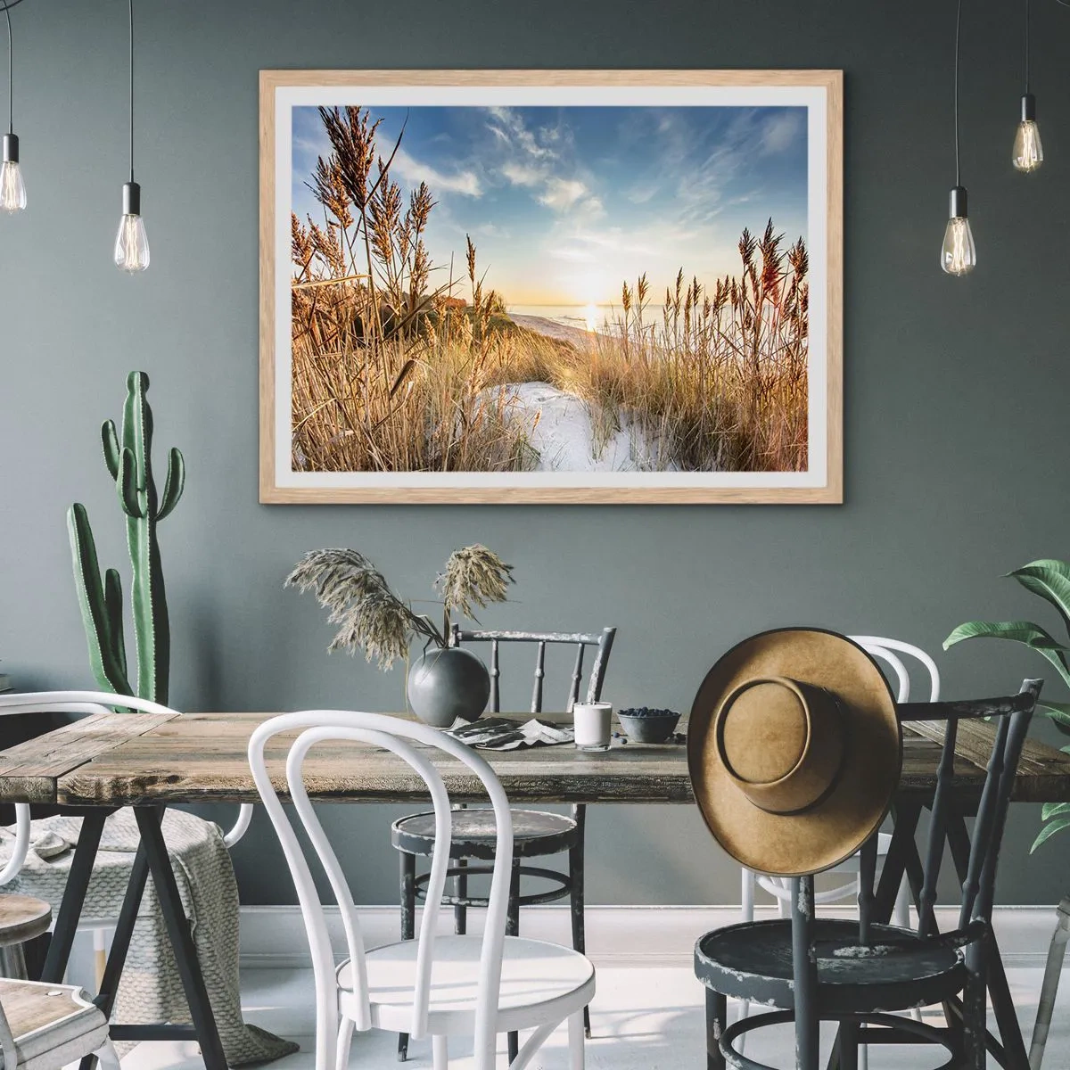 Plakát v rámu světlý dub - Severní pláž - 91x61 cm