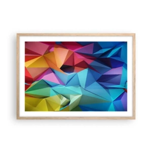 Plakát v rámu světlý dub - Duhové origami - 70x50 cm
