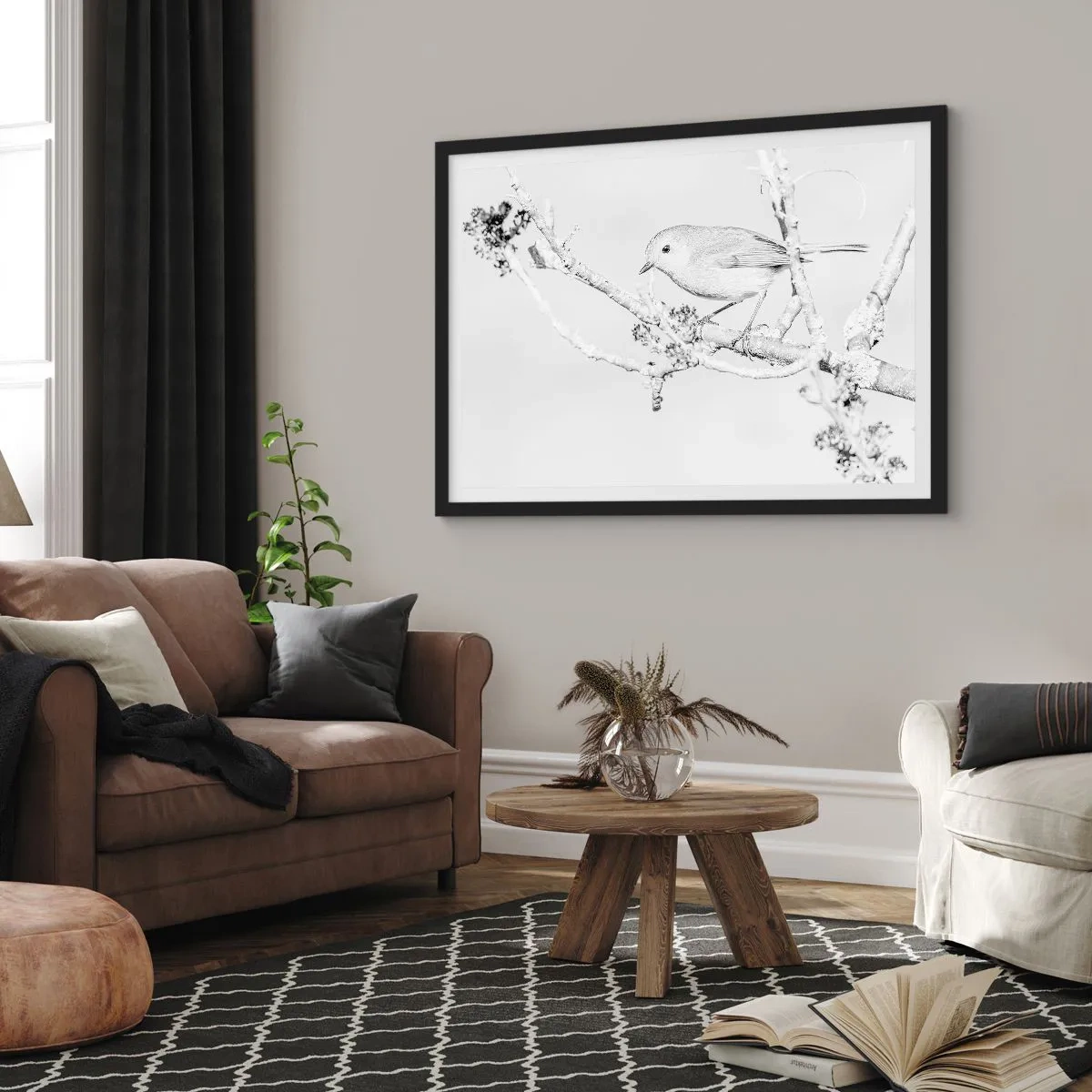 Plakát v černém rámu - Zimní ráno - 100x70 cm