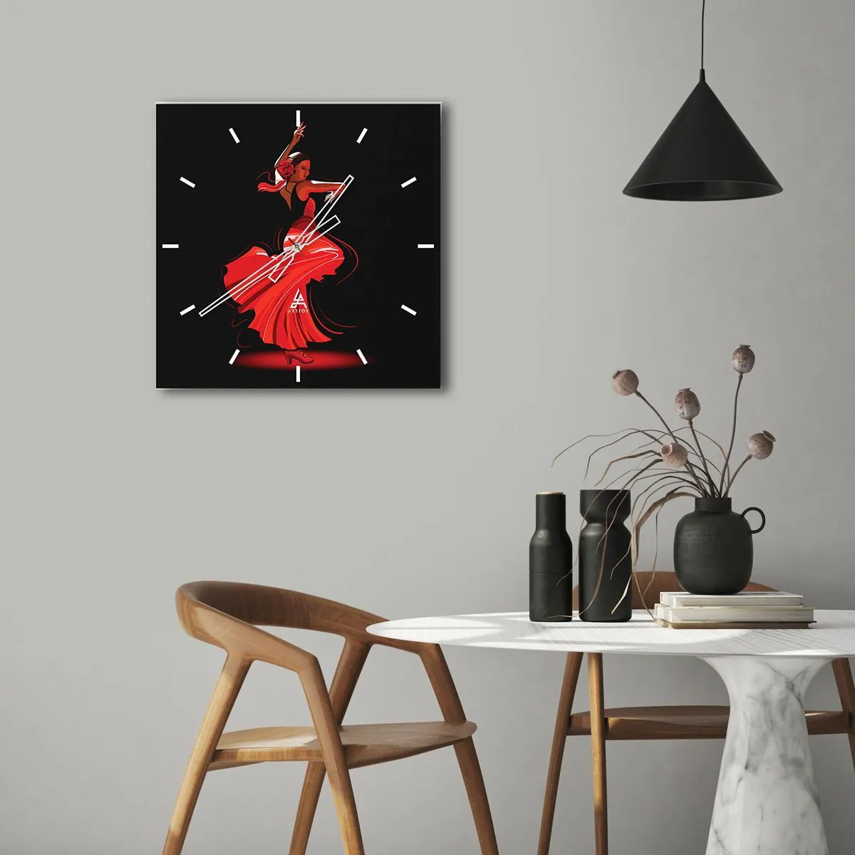 Nástěnné hodiny - Žhavá duše flamenco - 40x40 cm
