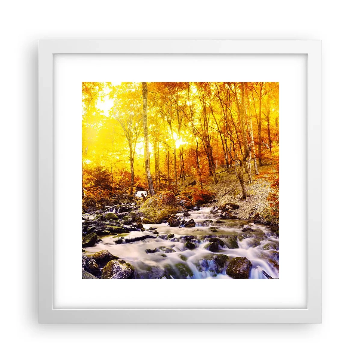 Plakát v bílém rámu - Kameny zasazené do zlata a platiny - 30x30 cm