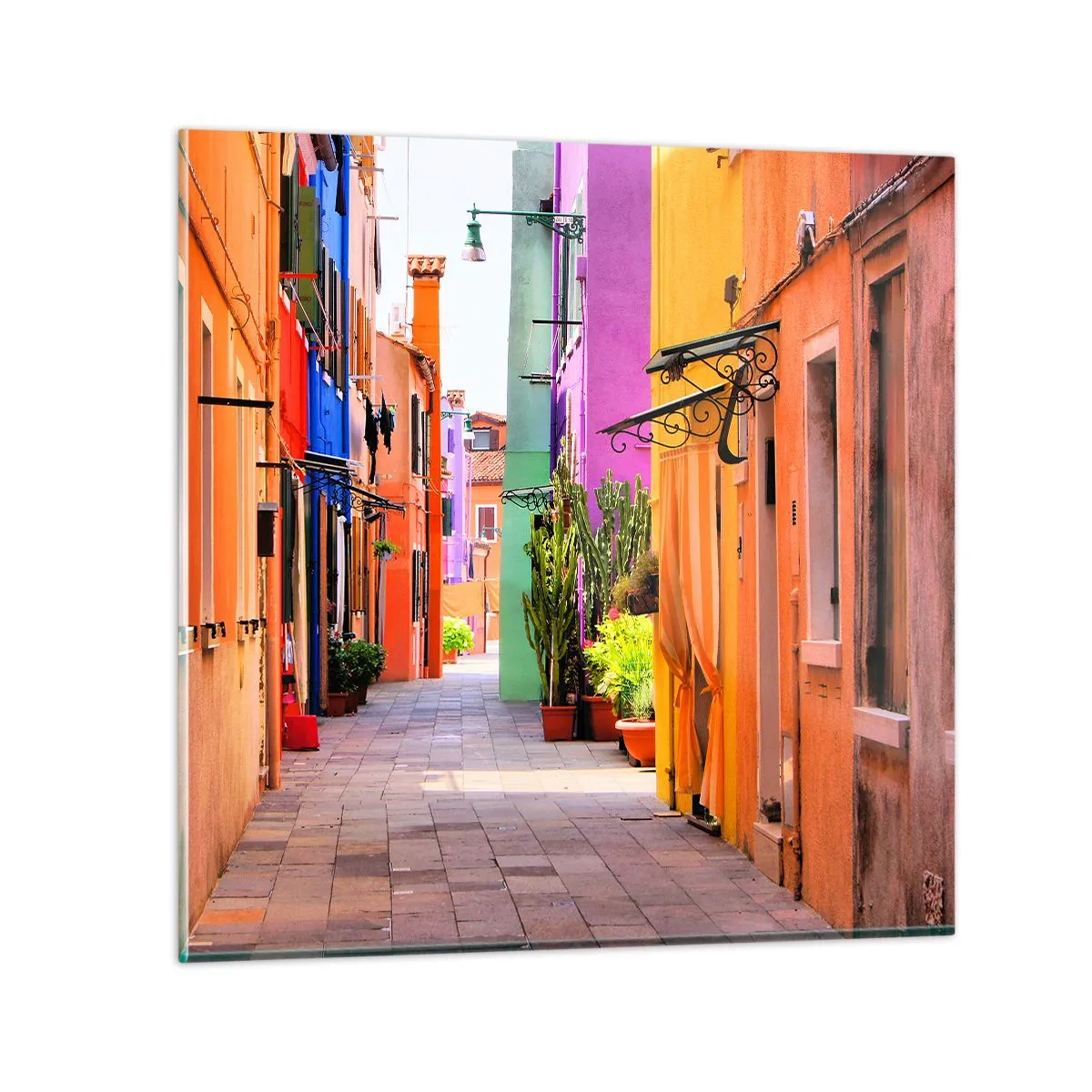 Obraz na skle - Duhová ulička - 60x60 cm