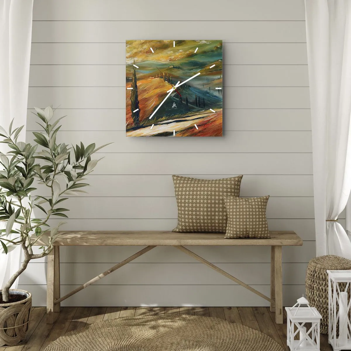 Nástěnné hodiny - Toskánská krajina - 30x30 cm