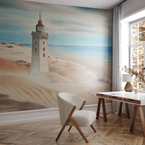 Fototapeta Premium Sand - Vždy hledí na moře - Maják, Pláž, Moře - 100x70 cm