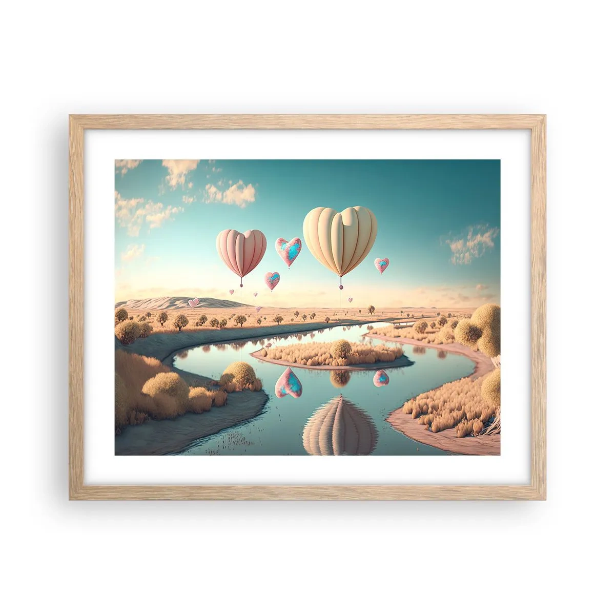 Plakát v rámu světlý dub - Láska tě nechá vzlétnout - 50x40 cm