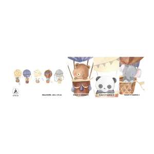 Vzor Fototapety Samolepicí Deluxe Sticker - Přátelé na cestách - Balónky, Zvířata, Dětské - 100x30 cm